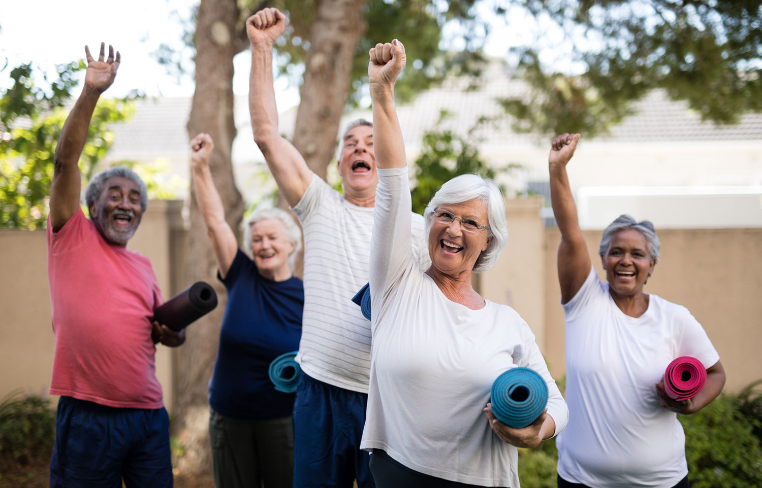 Elderly people participating in exercise