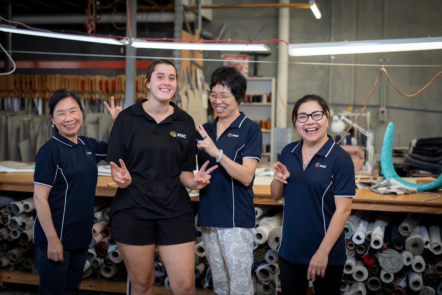 Upholstery sewing team at Brisbane furniture manufacturer