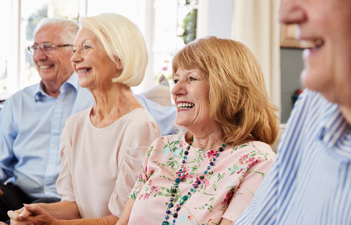 retirement village residents laughing