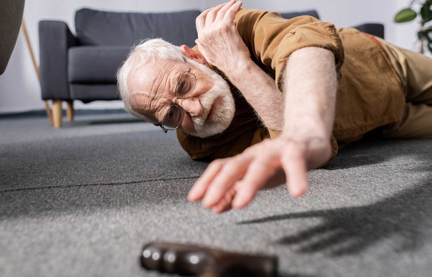 elderly man who has fallen