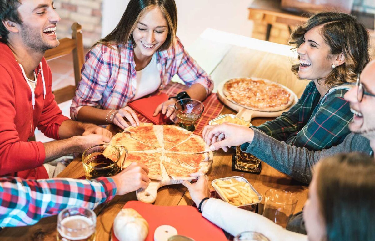 Australian university students enjoying dining together