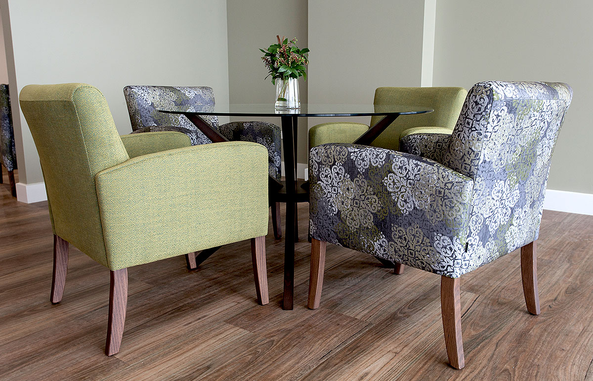 aged care chairs with beautiful upholstery fabric