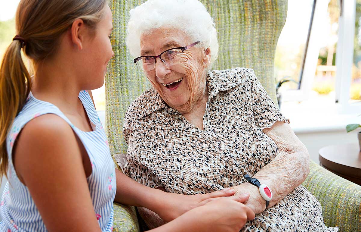 Elderly woman with granddaughter enjoying time together