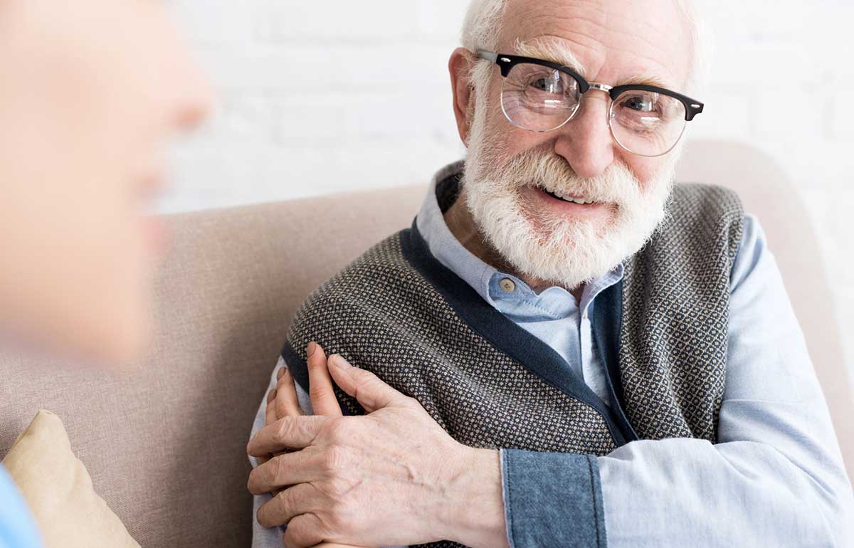 Elderly man in aged care