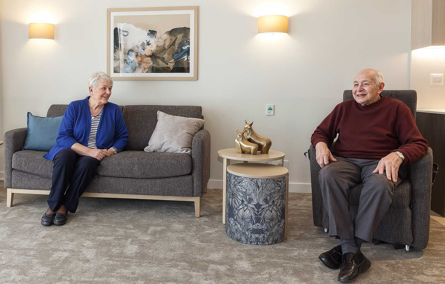Elderly people in aged care furniture