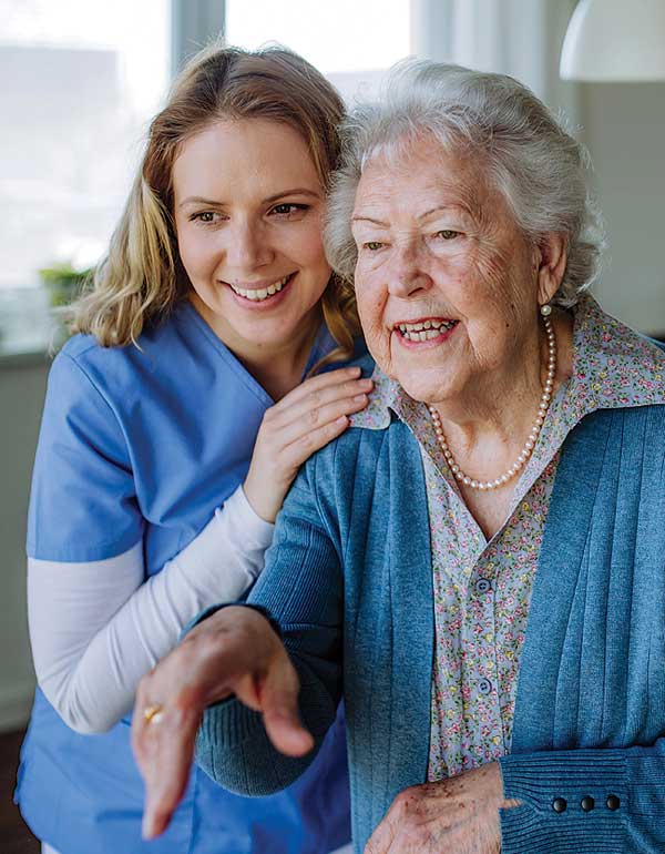 Elderly person being cared for