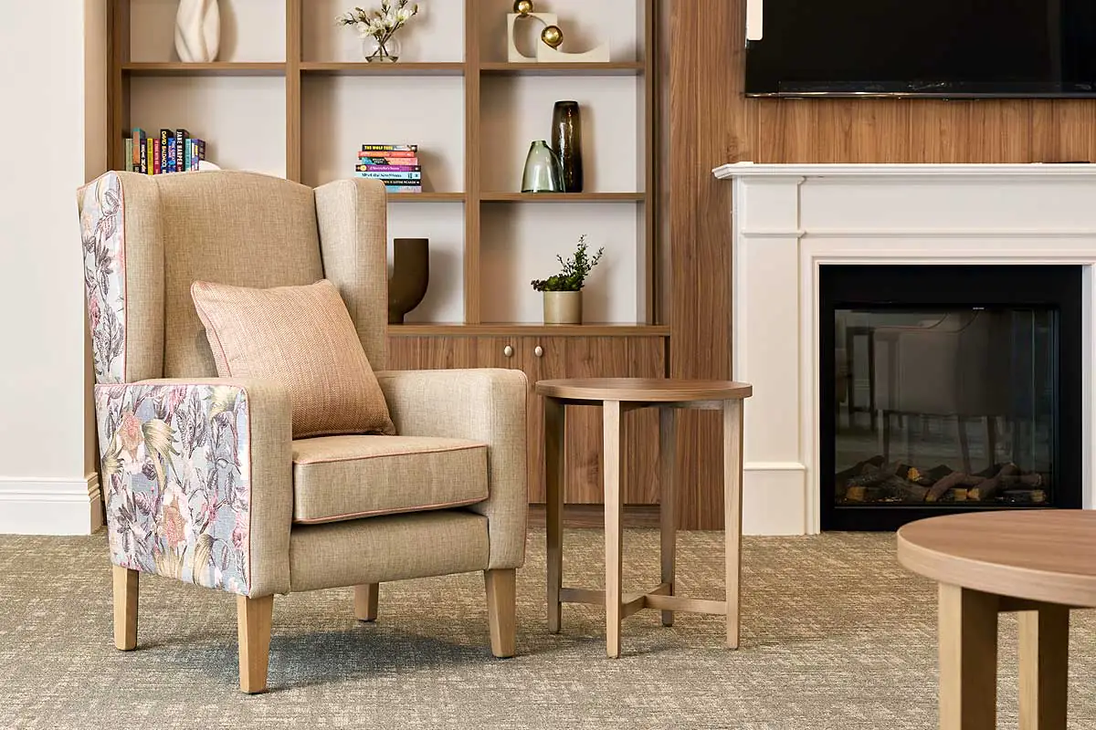 Aged care armchair in lounge room