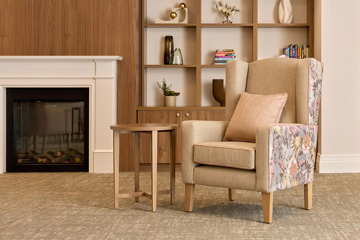 Aged care armchair in lounge room
